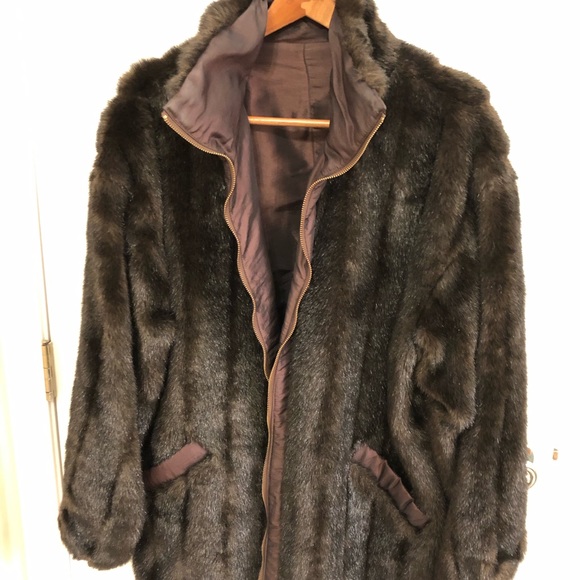 Jackets & Blazers - Faux Fur Mink Jacket, Reversible, Size 16 Jackets & Blazers - Faux Fur Mink Jacket, Reversible, Size 16